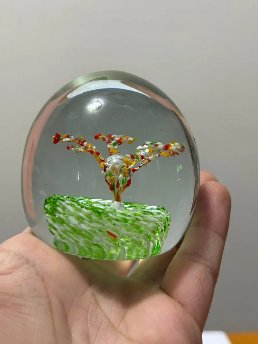Peso De Papel Murano Árvore Colorida Em Vidro