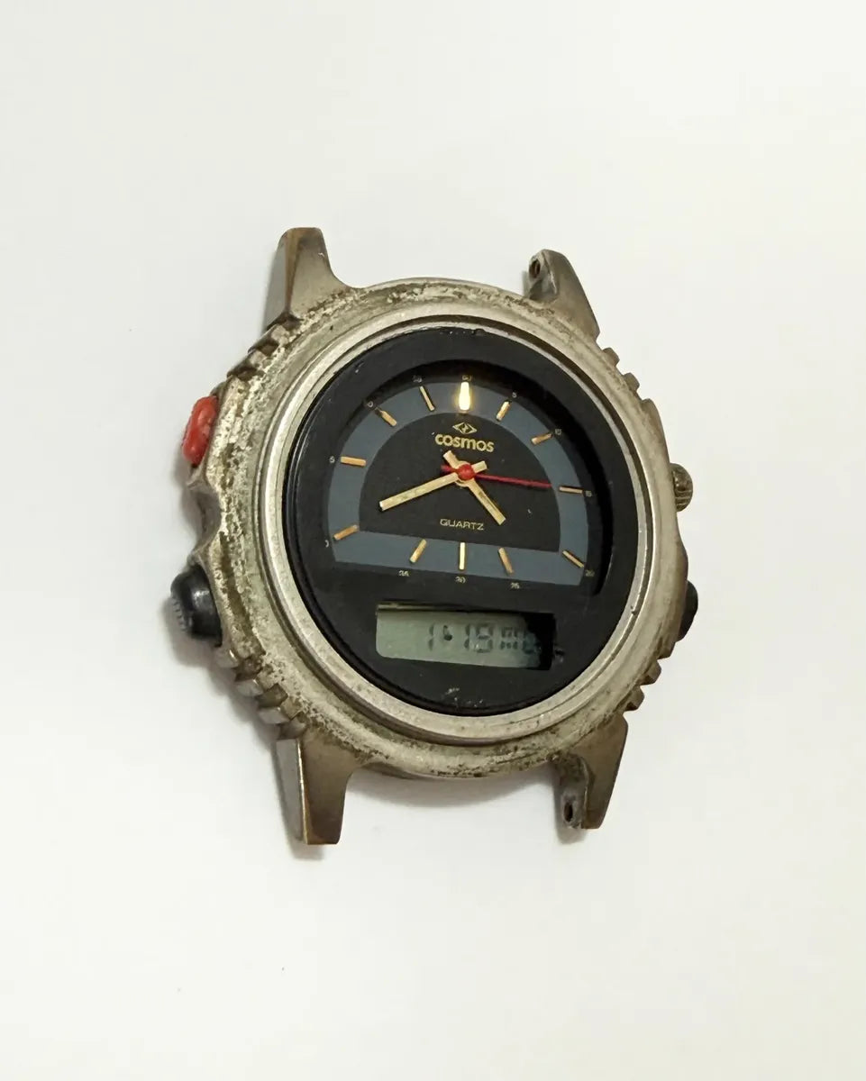 Relógio Antigo Cosmos Quartz Anadigi Aço