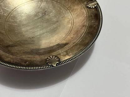 Cetro De Mesa Fruteira Pé Alto Prateado Antigo Com Marca 12g