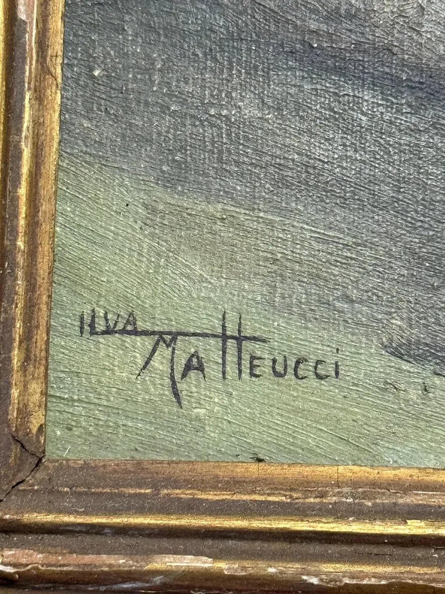 Quadro Antigo Pintura A Óleo Marinha Assinado Matteucci