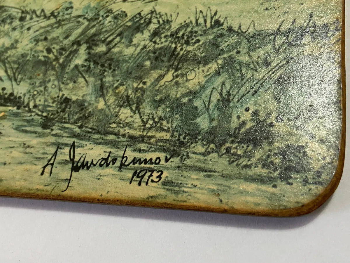 Placa Antiga Inglesa Arte De Alex Jawdokimow 1973 Fountains Inglaterra Antiga