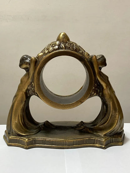 Base Escultura Art Nouveau P/ Relógio De Mesa Antigo Dourado