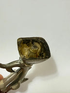 Estatueta Miniatura Golfinho Metal Prata Ponteira Antiga