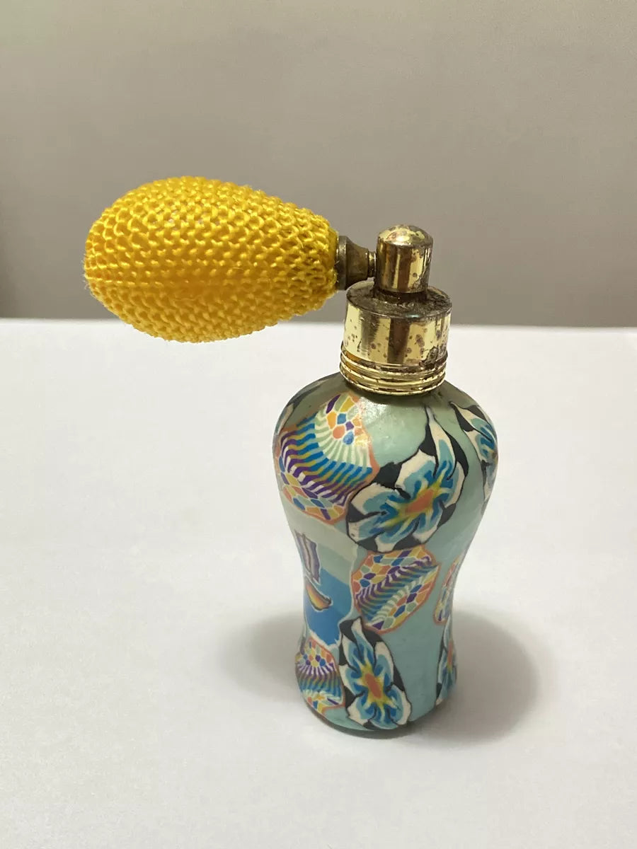 Perfumeiro Antigo Borrifador Em Vidro Decoração Floral