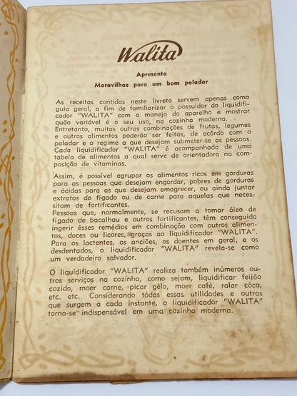Livro Antigo De Receitas Walita Anos 50 / Raro Brinde