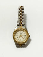 Relógio Antigo Dumont Saab Quartz Bicolor Banhado A Ouro