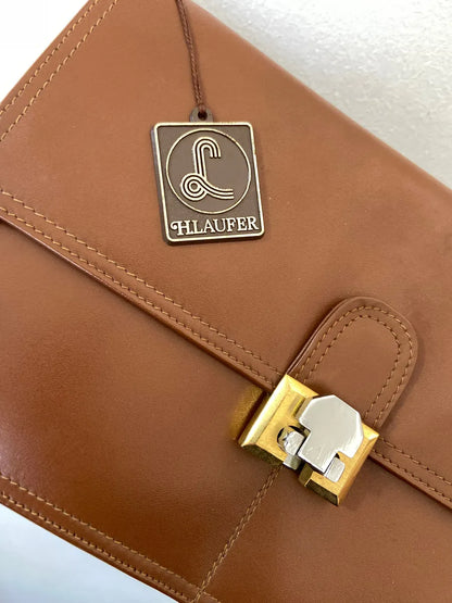 Carteira Clutch Antiga H. Laufer Couro Marrom Marrom