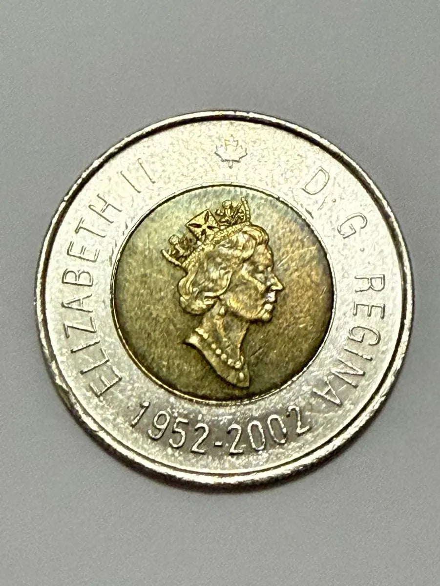 Moeda Antiga Canadá 2 Dollars 2002 50 Anos Rainha Elizabeth