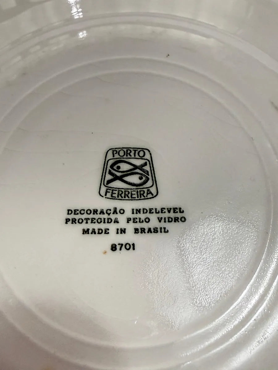 Antigo Prato Cerâmica Porto Ferreira Geométrico / Ornamental
