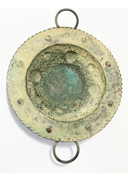 Centro De Mesa Antigo Em Cobre Martelado 23cm