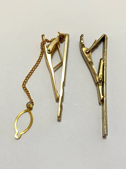 Prendedores De Gravata Antigos Dourado Banho Ouro 24k Dourado