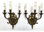Arandelas Antigas Em Bronze 3 Braços Estilo Luís Xv Par