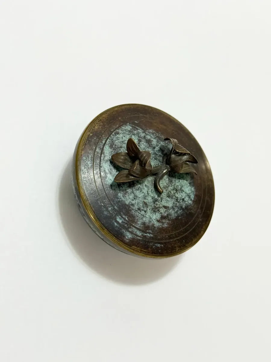 Caixa Porta Joias Antiga Art Nouveau Bronze Flores
