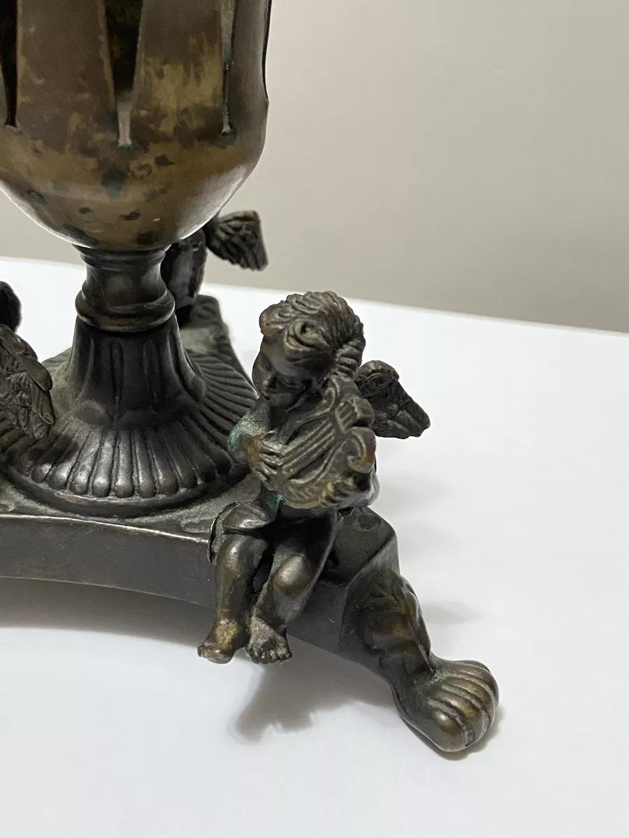 Antiga Luminária Escultura Anjos Músical