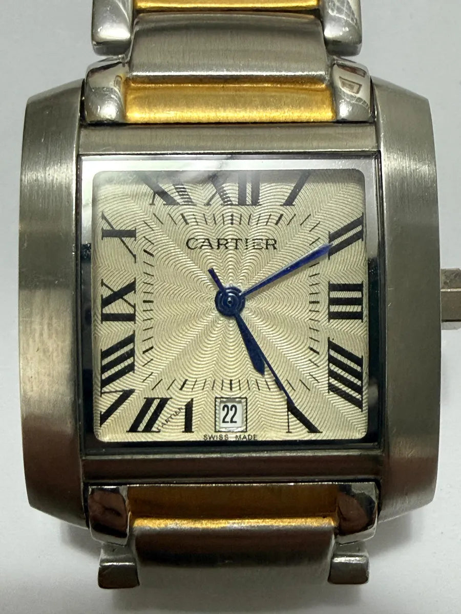 Relógio Antigo Cartier Tank Aço Dourado Quartzo