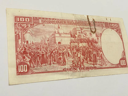 Cédula Antiga Uruguai 100 Pesos 1939