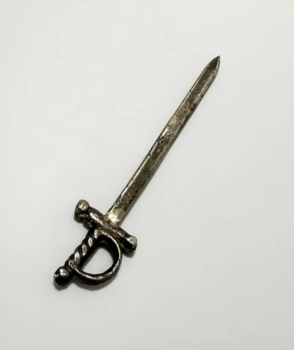 Mini Espada Decorativa Antiga Prata 5,5cm