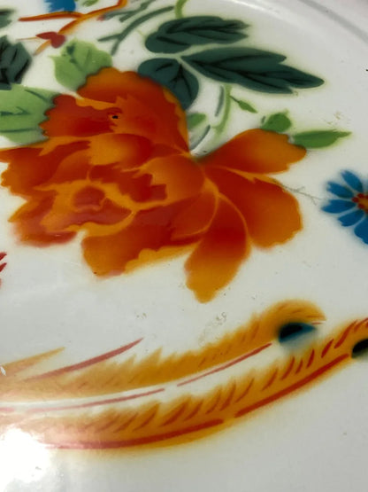 Prato Esmaltado Antigo Chinês Bumper Harvest 40cm