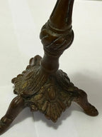 Castiçal Antigo Bronze Com Base Ornada