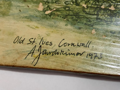 Placa Antiga Inglesa Arte De Alex Jawdokimow 1973 Cornualha Inglaterra Antiga