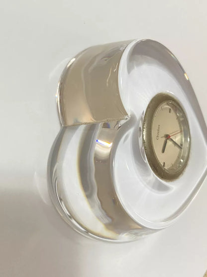 Relógio De Mesa Antigo Coração Em Cristal Sueco Orrefors