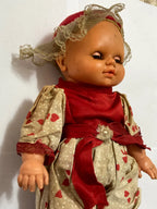 Boneca Antiga Olhos Móveis C/ Vestido Estampado 36cm