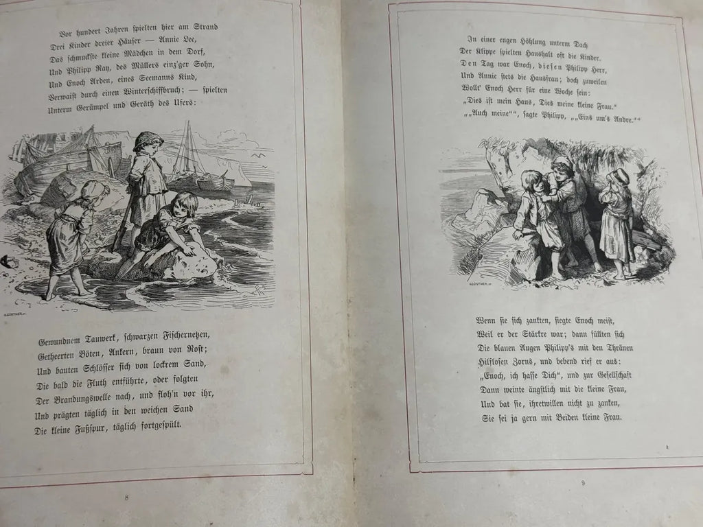 Livro Antigo Enoch Arden Tennyson Ilustrado 1876 Alemão