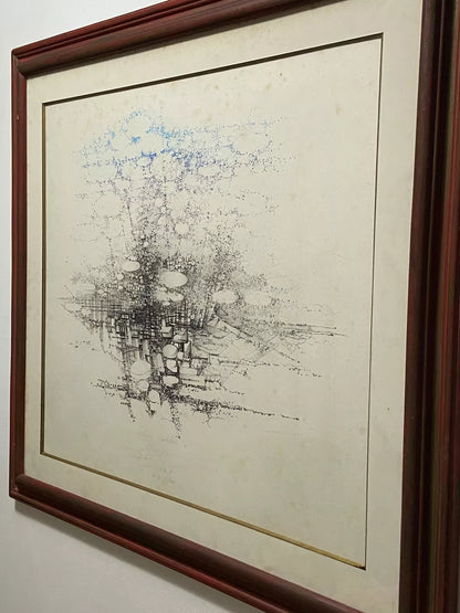 Quadro Gravura Abstrata Numerada Assinada Claude Loriou Única Marrom