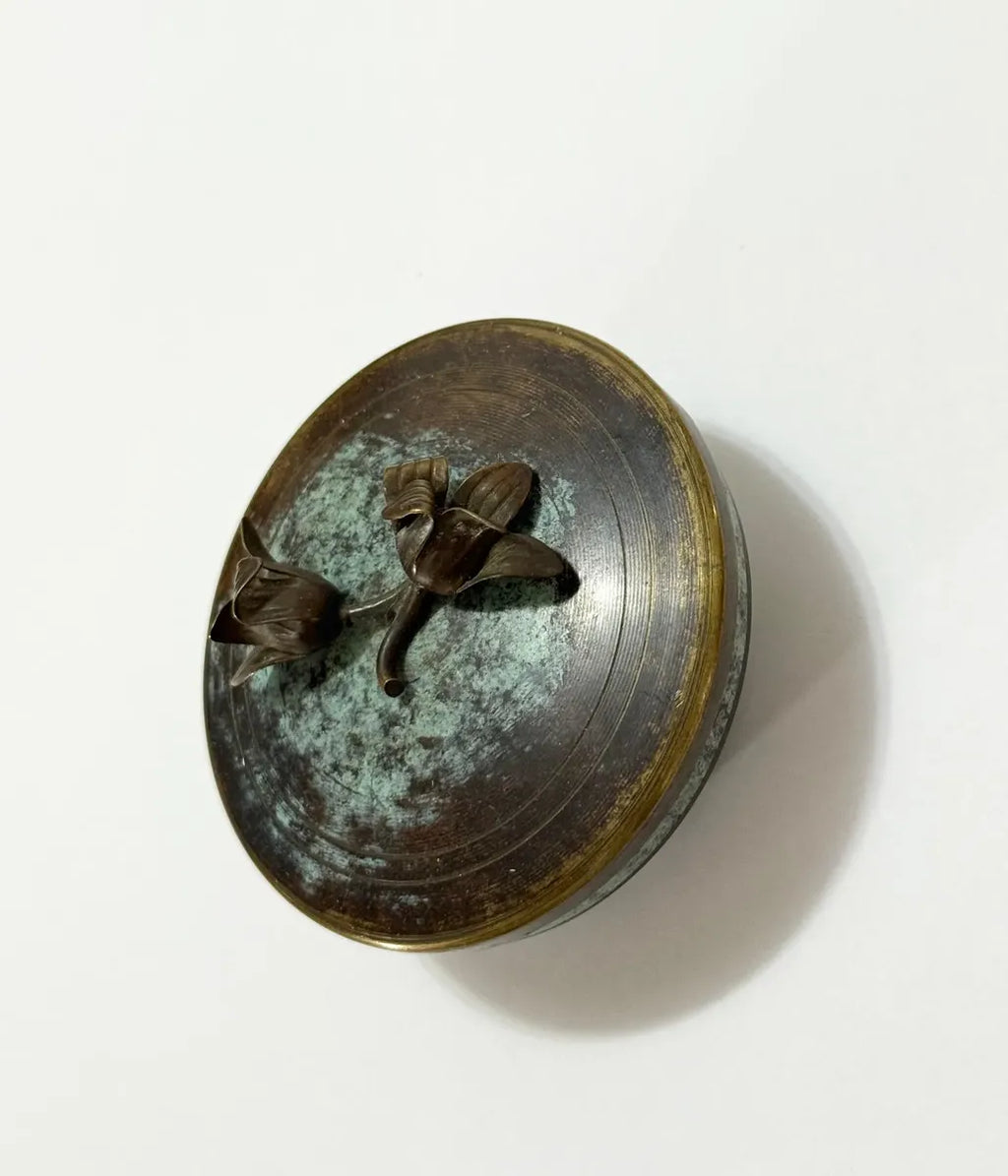 Caixa Porta Joias Antiga Art Nouveau Bronze Flores