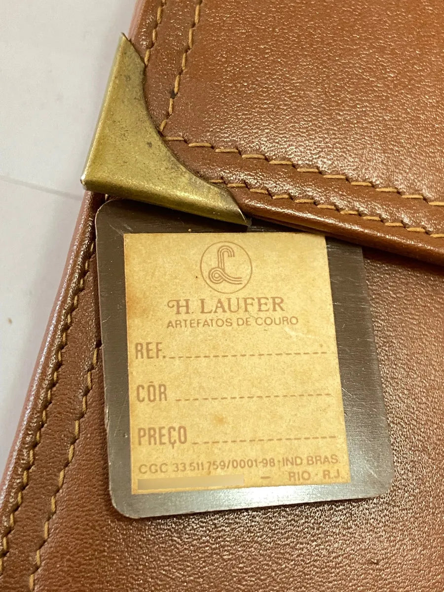 Carteira Clutch Antiga H. Laufer Couro Marrom Marrom
