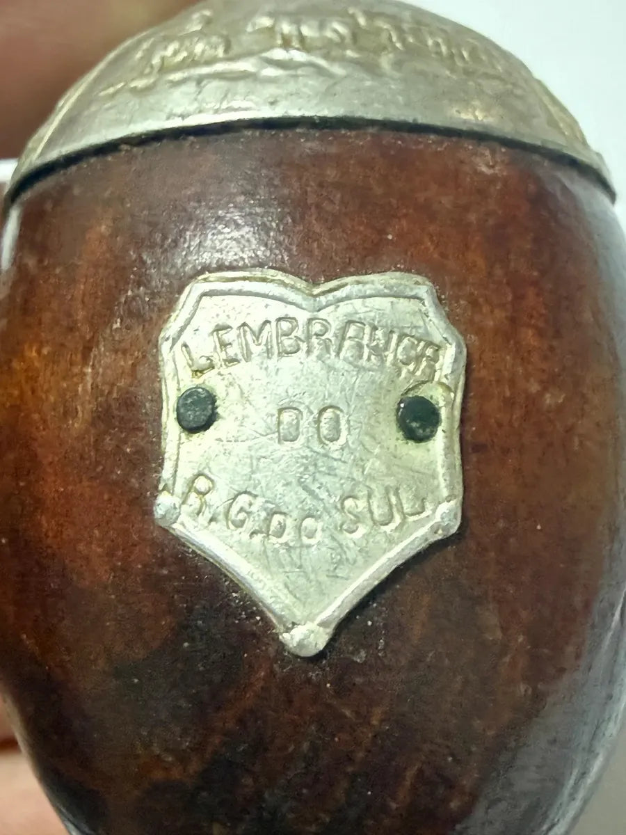 Mini Cuia Antiga Chimarrão Rio Grande Do Sul Metal E Madeira