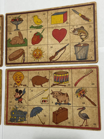 Cartelas Antigas Loto / Bingo Ilustradas 4 Uni