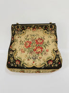 Bolsa De Festa Tapeçaria Floral Francesa 15x16cm Antiga