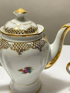 Antigo Jogo Porcelana Real Com Dourado - 3 Peças