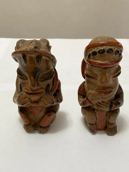 Par De Figuras Em Cerâmica Antiga Estilo Pré-colombiano