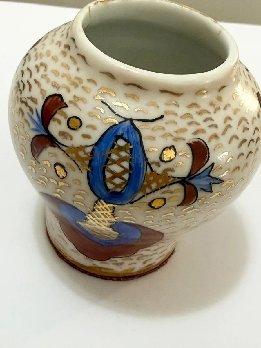 Vaso Mini Porcelana Antigo Pintado À Mão Assinado