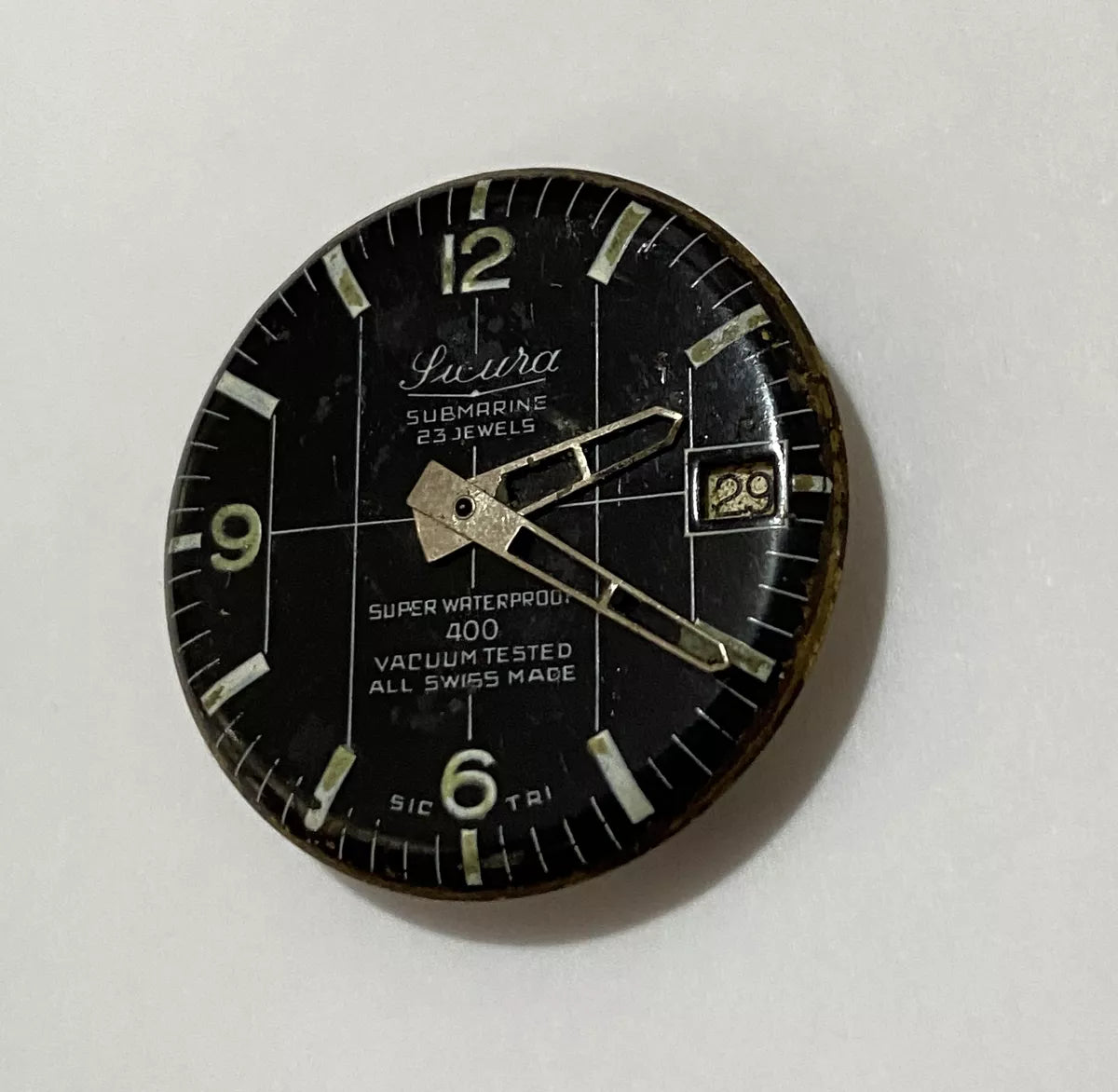 Relógio Antigo Sicura Submarine 400 23 Jewels -maquina Peças