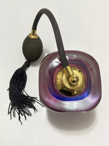 Perfumeiro Antigo Com Borrifador Art Decô Violeta E Azul