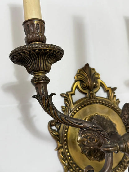 Arandelas Antigas Em Bronze 3 Braços Estilo Luís Xv Par