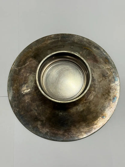 Cetro De Mesa Fruteira Pé Alto Prateado Antigo Com Marca 12g