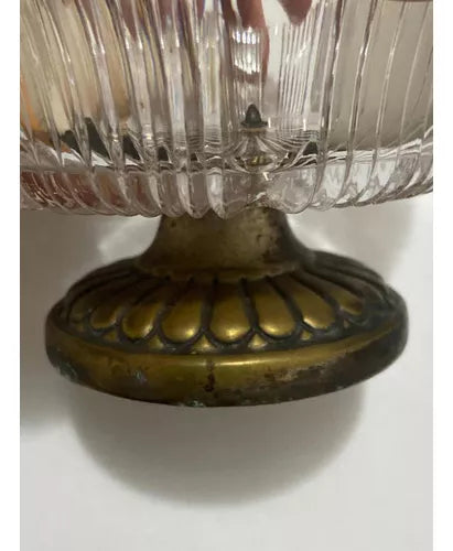 Bomboniere Centro De Mesa Antigo Vidro E Bronze