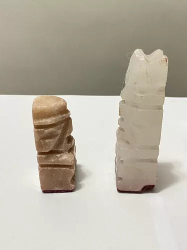 Antigas Peças De Xadrez Em Mármore Pedra Onix Asteca