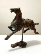 Escultura Antiga Cavalo Imperial Em Madeira Laca Feito À Mão