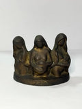 Escultura Antiga Em Bronze Maternidade 3 Mulheres Assinada