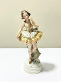 Estatueta Antiga Bailarina De Porcelana Pintada À Mão