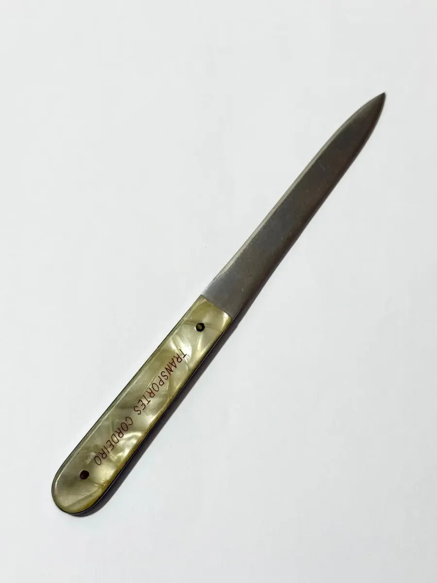 Faca Antiga Inox Cabo Madrepérola 18cm C/ Escrita