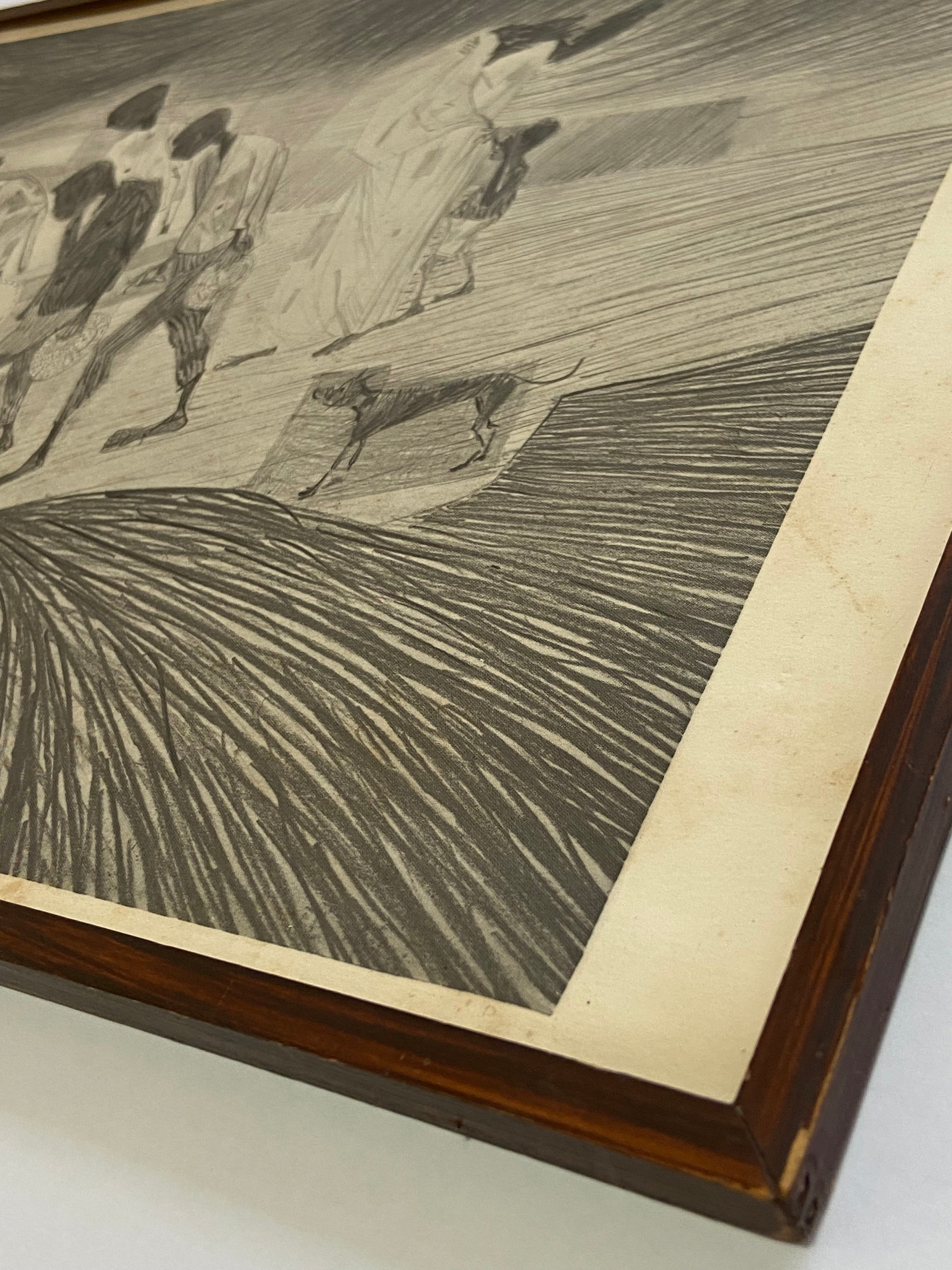 Quadro Gravura Antiga Desenho De Candido Portinari Assinada
