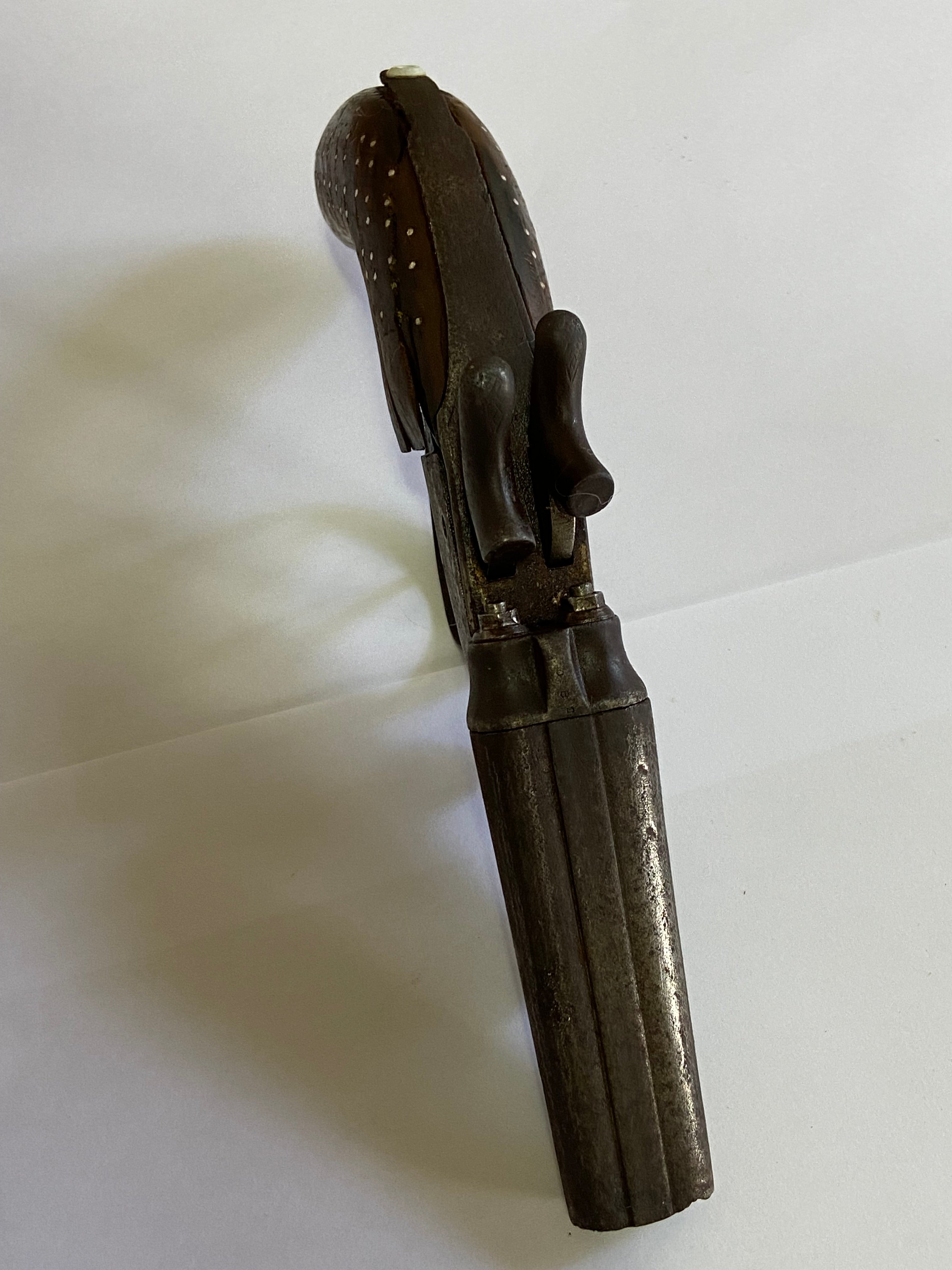 Antiga Garrucha Obsoleta Decorativa Cano Duplo Peça Coleção