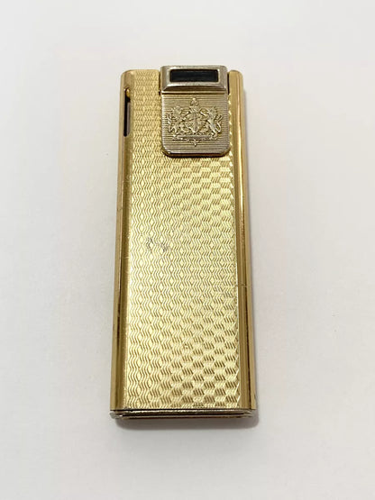 Isqueiro Antigo Japonês Riena Japan Dourado Brasão Leões