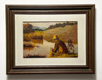 L. Ceccere - Quadro Antigo Pescadores À Beira Do Rio